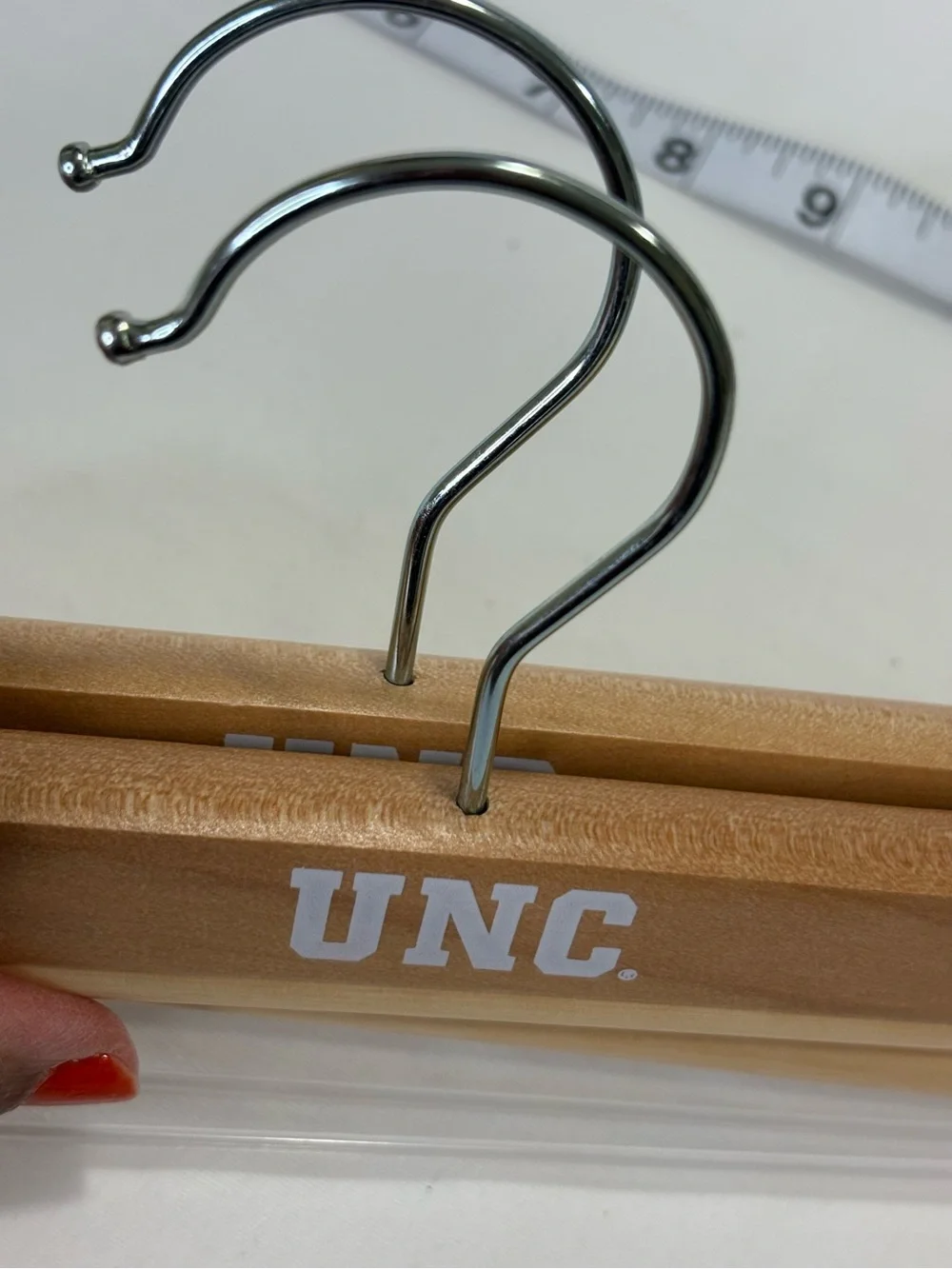 UNC UNIVERSITY OF NORTH CAROLINA Natural Wooden Trouser Hangers 13.5” LIKE-NEW